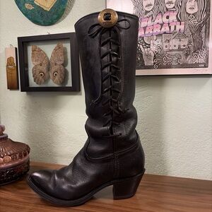 ⚡️Vintage Leather 80’s Harley Davidson Lace Side Knee High Boots w/ Conchos⚡️